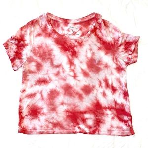 PacSun Orange/Red Tie Dye Babydoll Semi Crop Top Soft T-Shirt